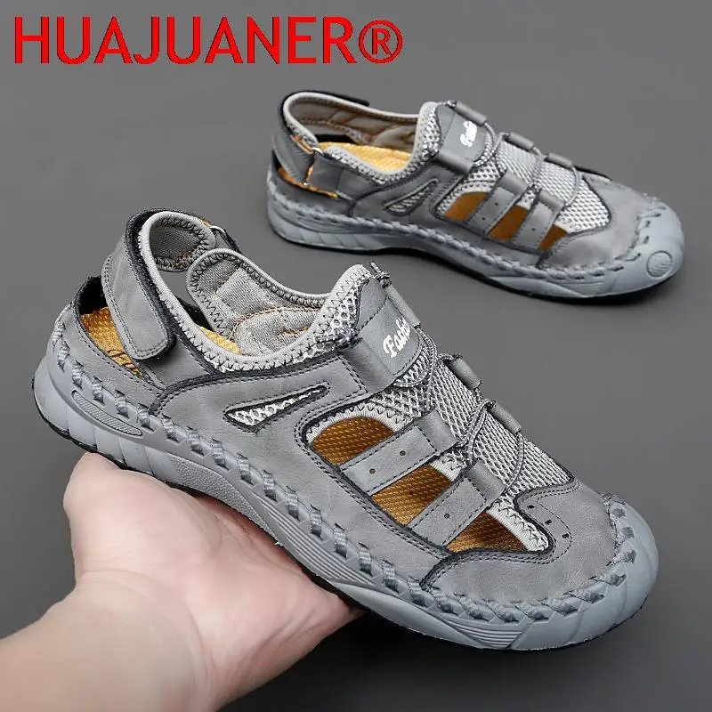 Summer Large Size Men's Sandals 2023 Genuine Leather Men Shoes Men Sandals Fashion Sandals Slippers Big Size 38-47