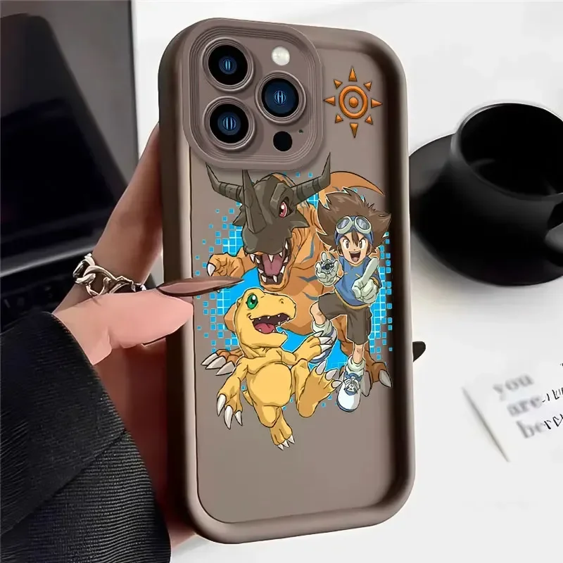 Anime D-Digital Monster Digimon Silicone Phone Case for iPhone 14 15 Pro Max 13 12 11 X XS XR 7 8 Plus SE 2020 Shockproof Cover