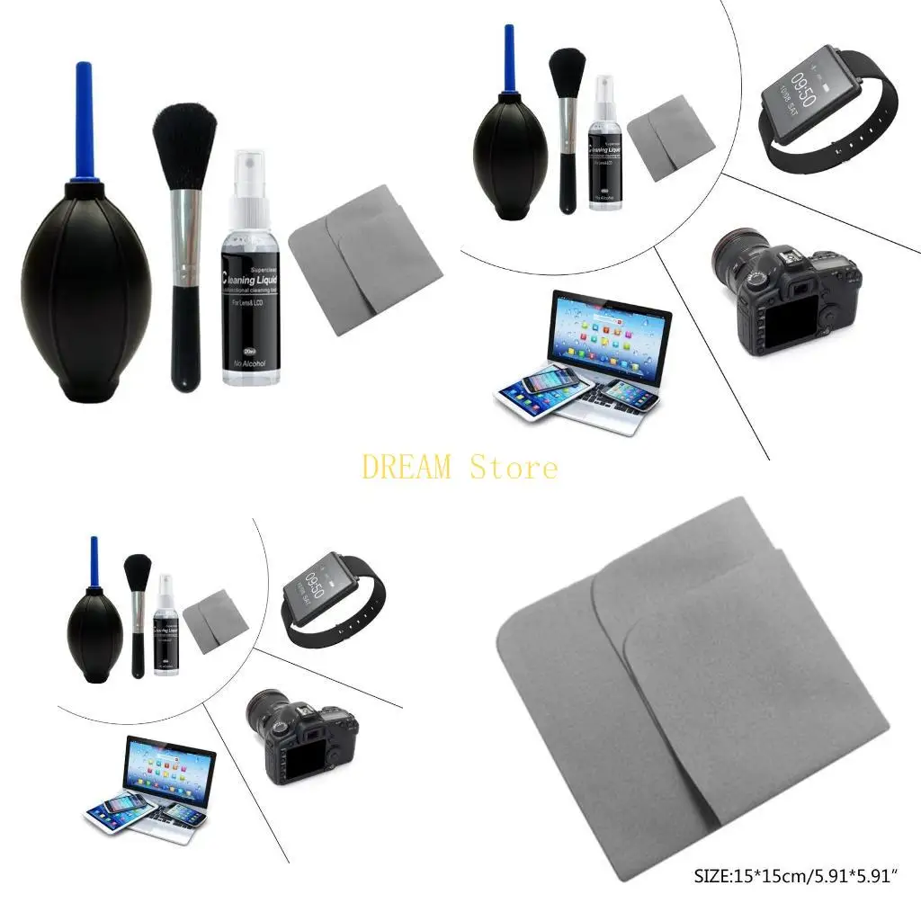 Digital Camera Lens Phone Keyboard Computer LCD Screen Universal Cleaning Fluid Brush Cloth Air Blowing Cleaner Set Best Sale