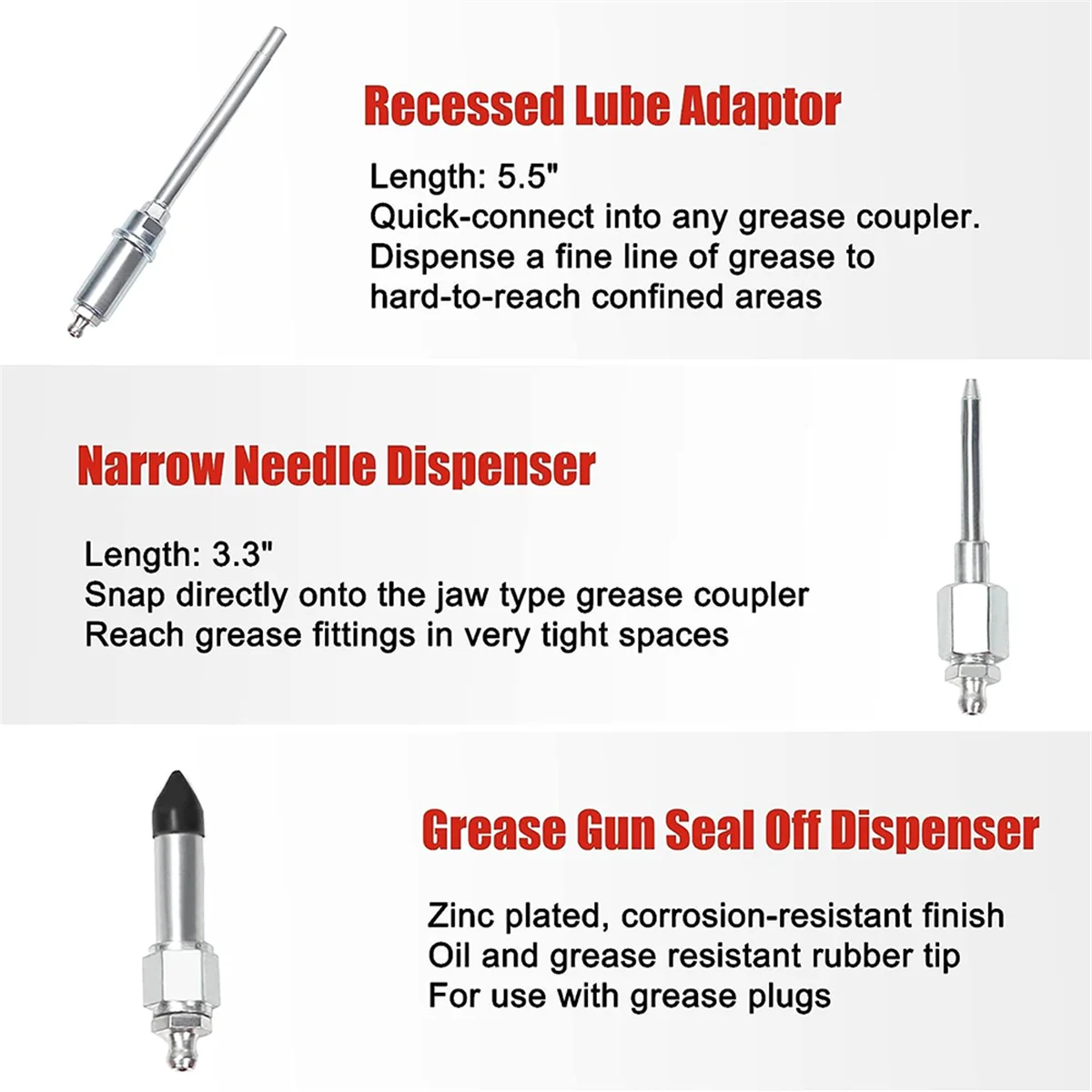 Tool Grease Tip 9-Piece Grease Coupler Kit Quick Connect Grease Fittings Complete Lube