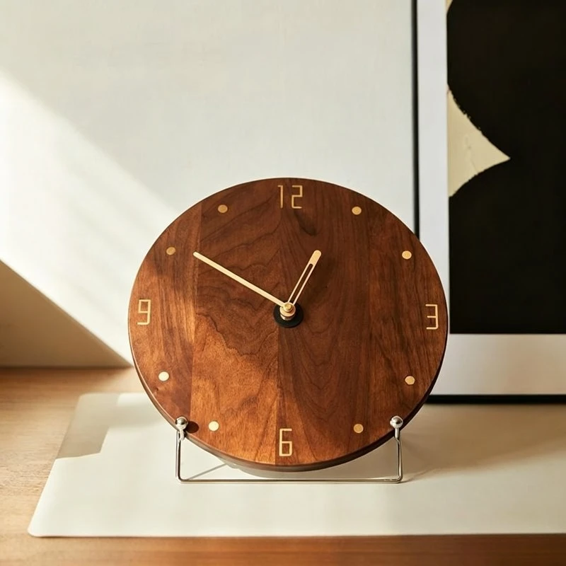 American Wall Clocks Minimalist Solid Wood Silent Wall Clocks Office Supporting Frame Wall Clock Ornament Villa Home Decoration