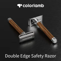 Colorlamb Men Safety Razor Wooden Handle Zinc Alloy Double Edge Comb Head Classic Manual Razor Shaver for Man