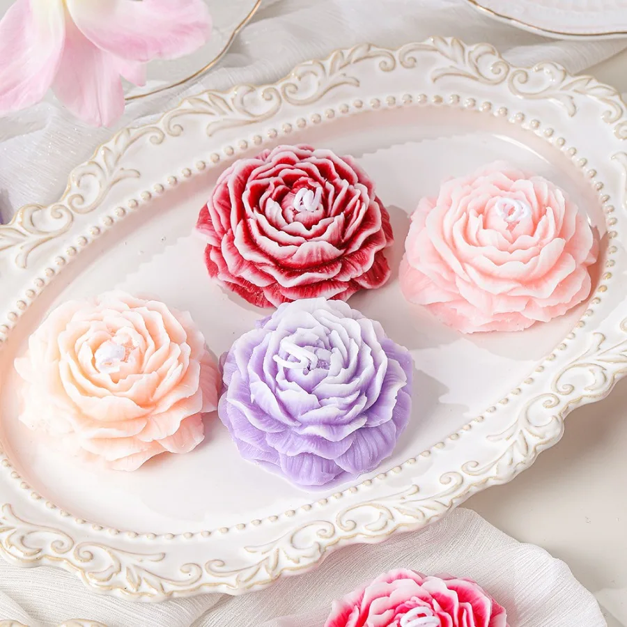 1pc Peony Flower Aromatherapy Candle Holiday Decoration Bridesmaid Gift Box Packaging Birthday Gift Wedding Keepsake Easter Gift