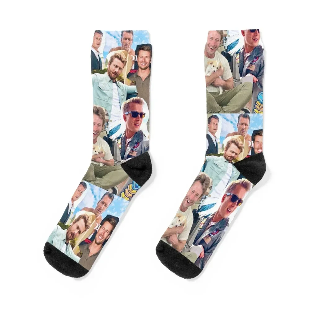 

Glen Powell photo collage Socks hip hop new year christmas gift anime Ladies Socks Men's