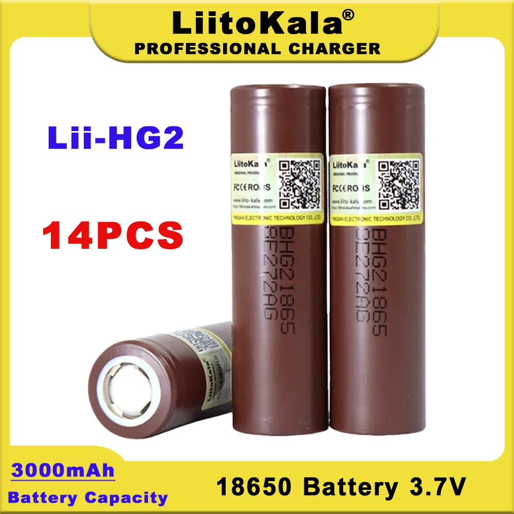 

14PCS Liitokala New 18650 Battery HG2 3000mAh 3.6V Lithium Continuous Discharge 20A Dedicated Electronic Power Battery