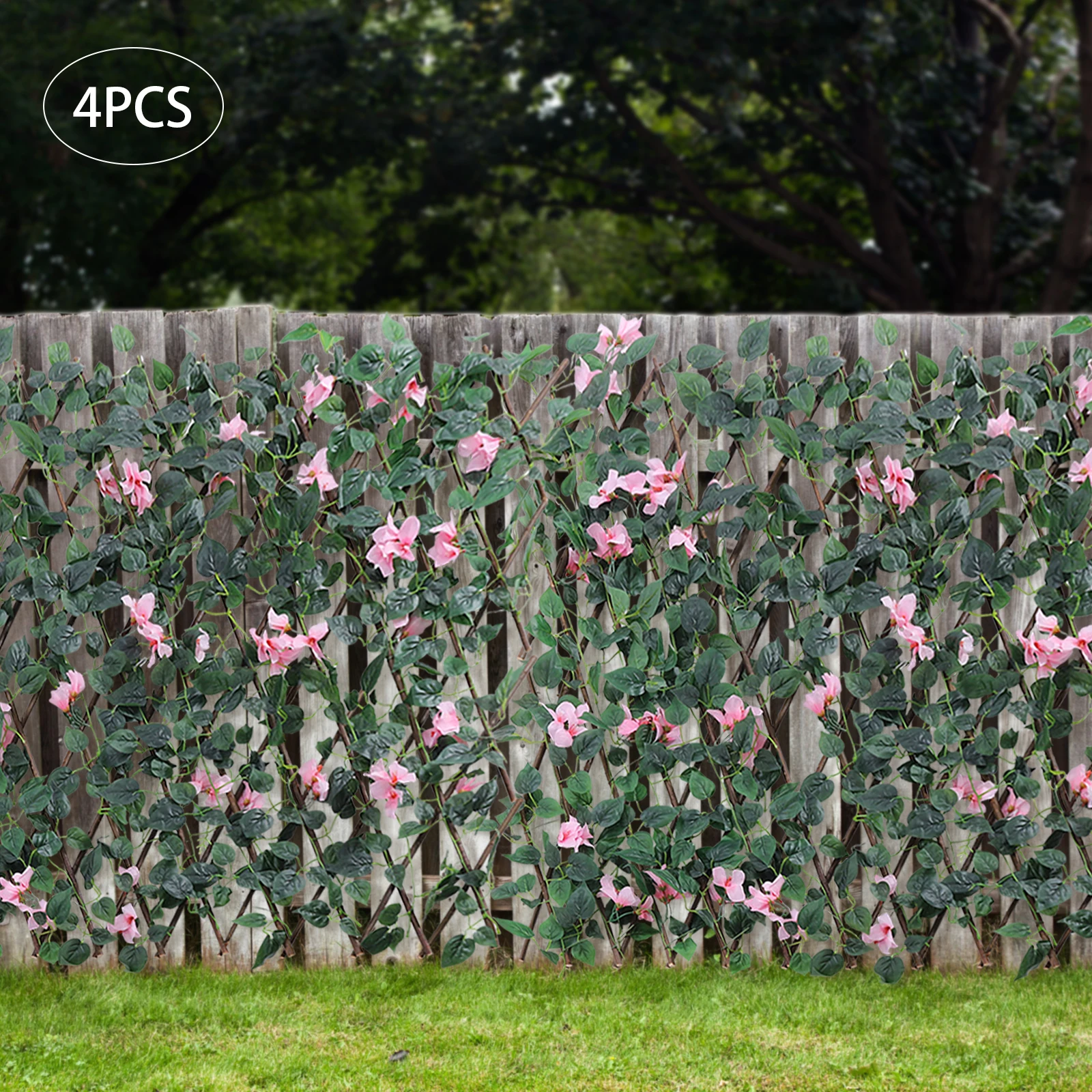 4PCS Expandable Artificial Faux Ivy Leaf Fencing Panel Privacy Screen Fence For Outdoor Backdrop Garden Backyard Decorations