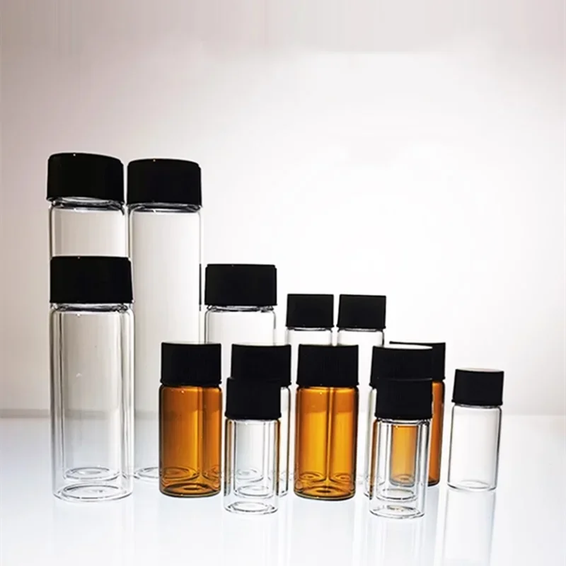 30pcs/lot 3ml To 50ml Clear/ Brown Low Borosilicate Medicinal Glass Screw-top Sample Bottle with Leak Proof PE Inner Pad