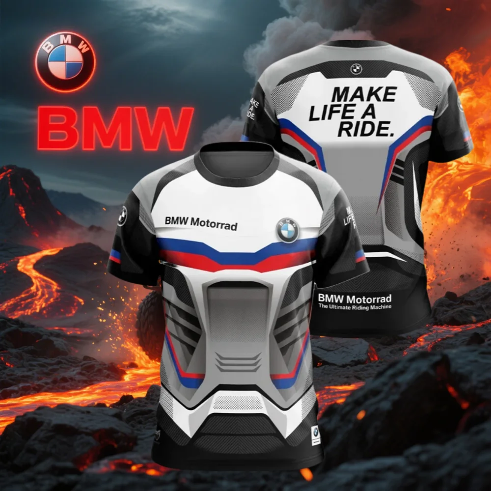 

2025 Summer BMW Brand Men's Quick-drying T-shirt Short-sleeved Motorcycle Racing New Comfortable Casual Loose Fashion Breathable