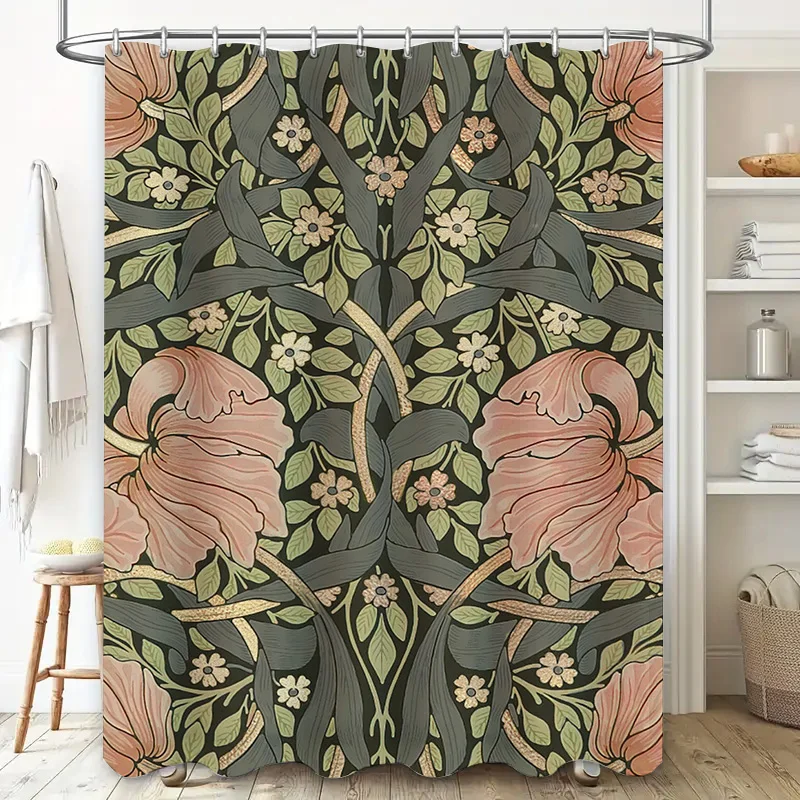Vintage bloemen douchegordijn Boheemse decor badkameraccessoires set