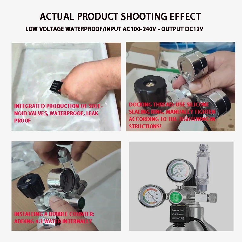 2024 new DIY aquarium CO2 regulator waterproof Solenoid valve Counter kit fish tank control system CO2 pressure reducing valve