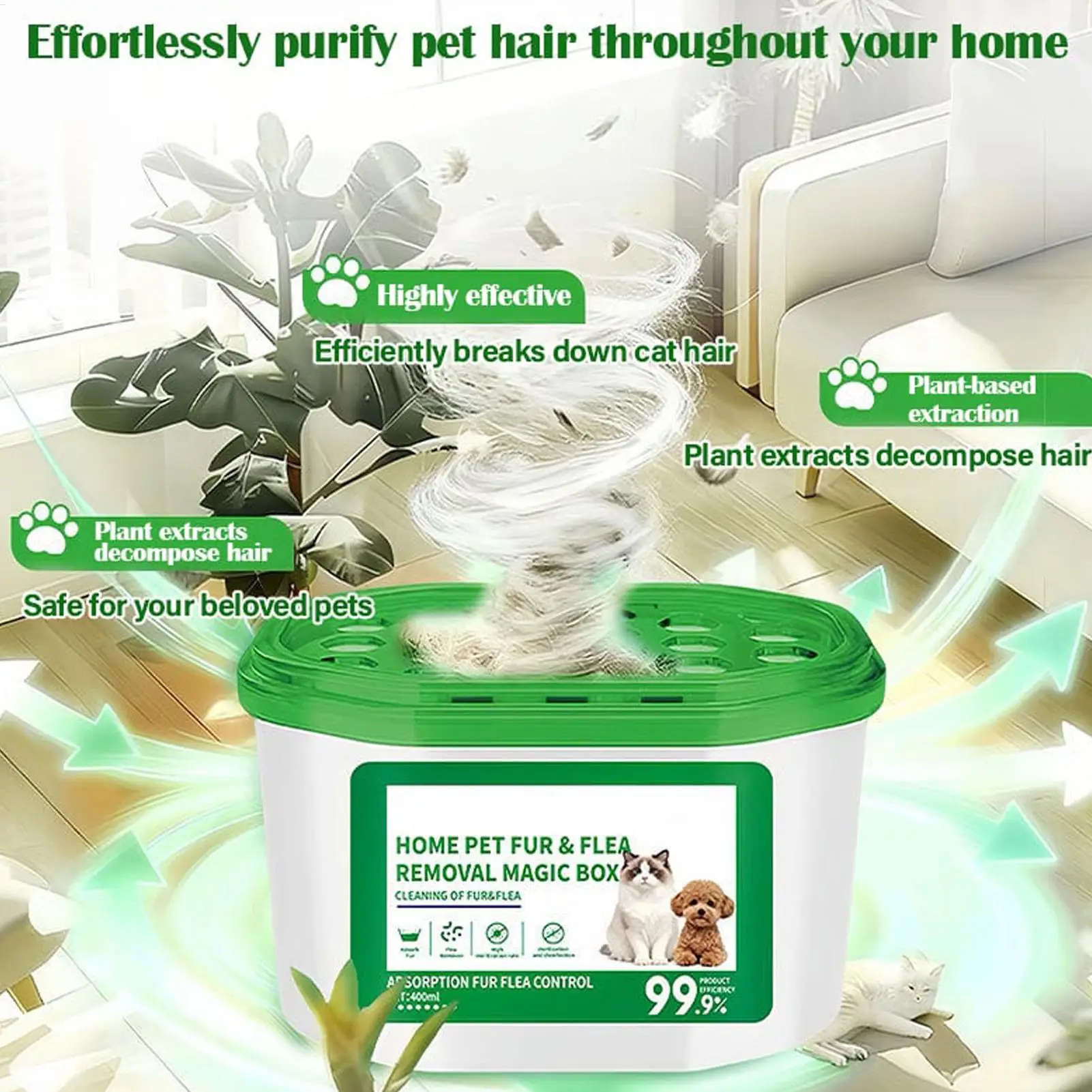 Pet Odor Eliminator Indoor Dust Collector Box Air Freshener Deodorizer For Home Cat Litter Area Musty Smell Absorber Neutralizer
