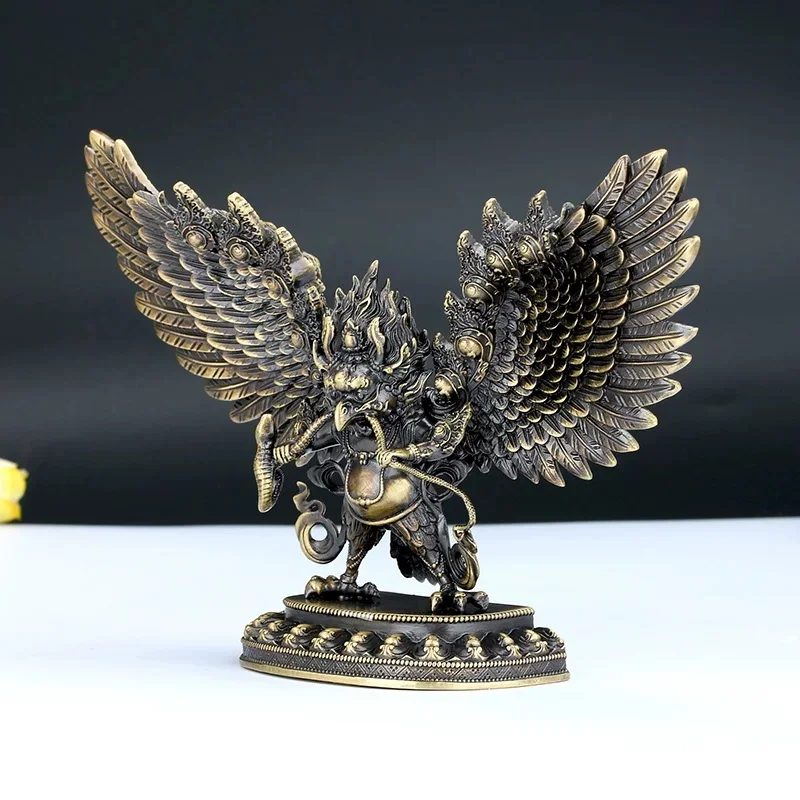 Brass Great Roc Golden-winged Bird Buddha Statue Protector Handicraft Ornament Collectible - Home Decor