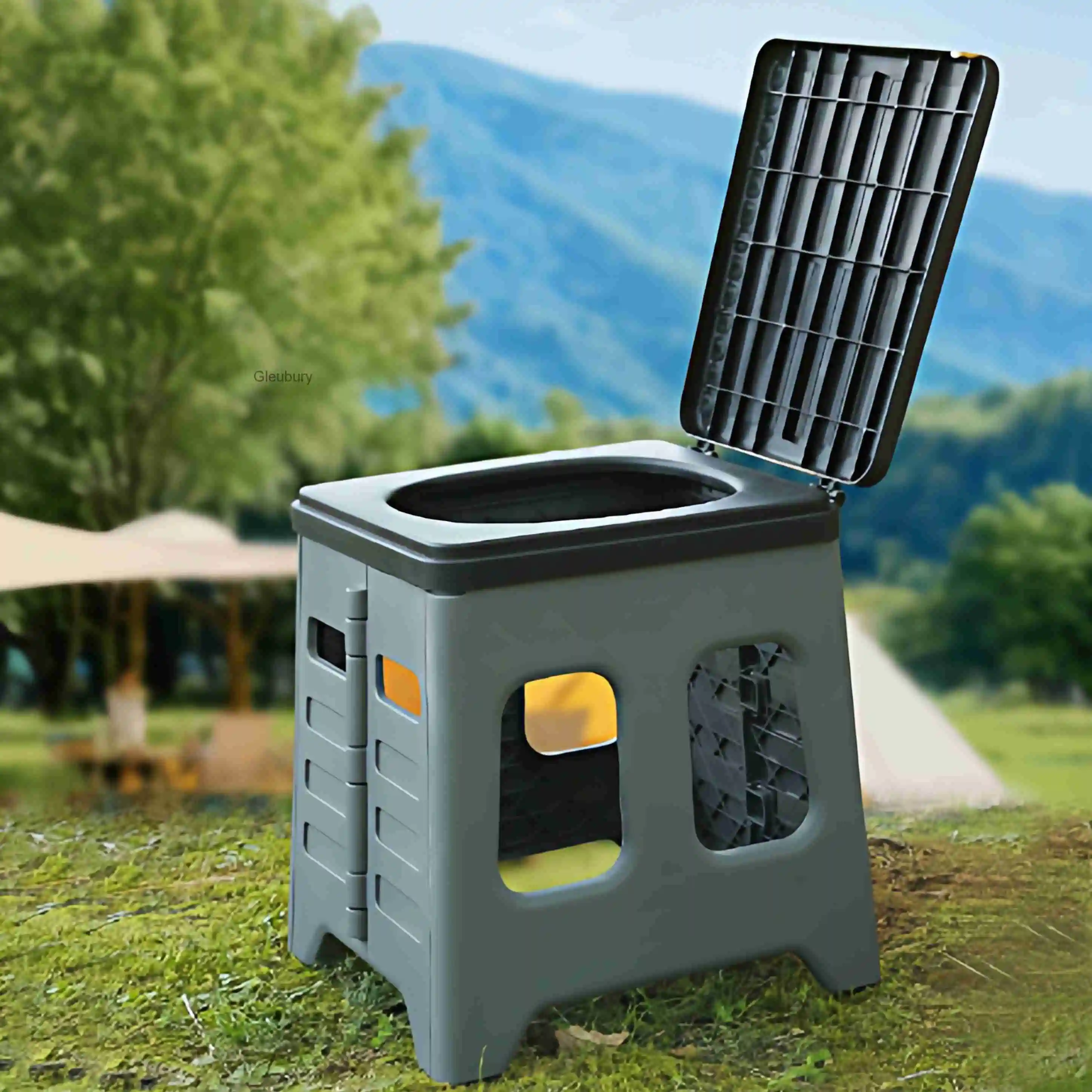 Large New Folding Toilet Outdoor Camping Thickened Enlarged Mobile Self-Driving Emergency Portable Car Toilet
