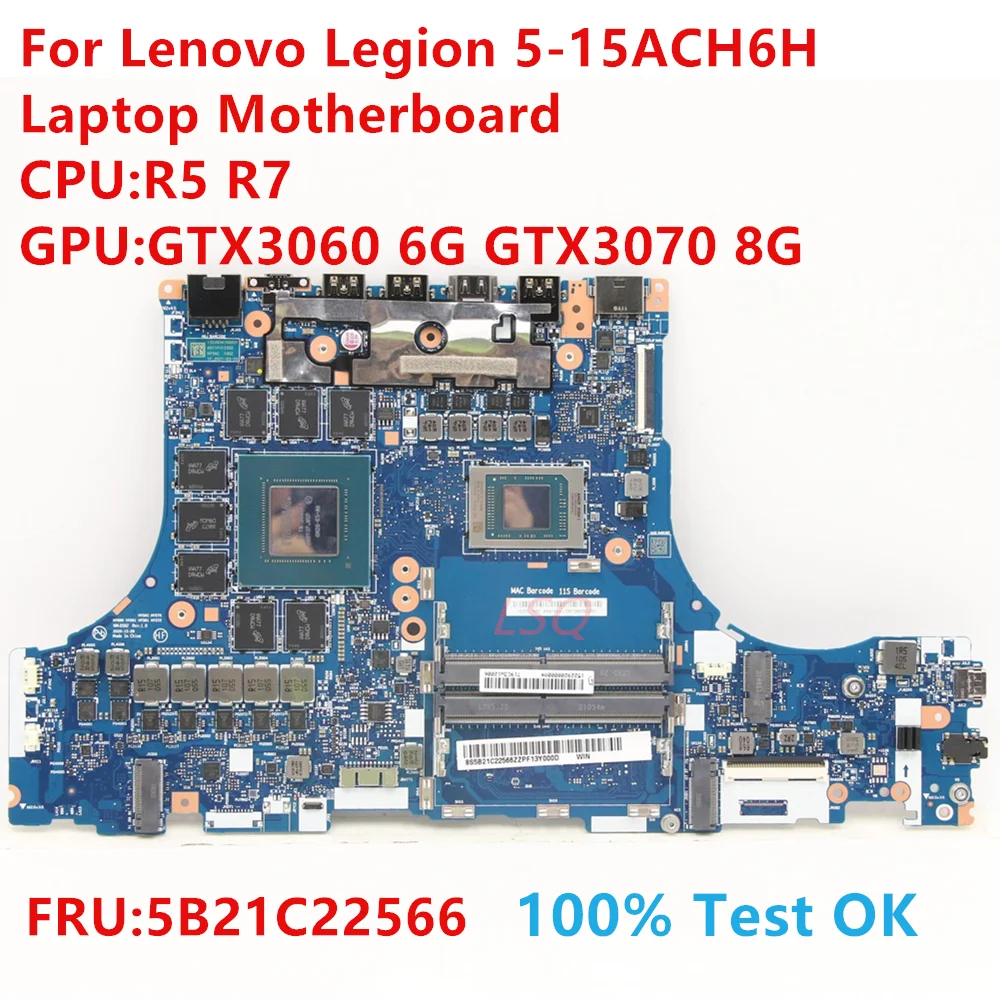 NM-D562 For Lenovo Legion 5-15ACH6H Laptop Motherboard With CPU:R5 R7 FRU:5B21C22566 100% Test OK