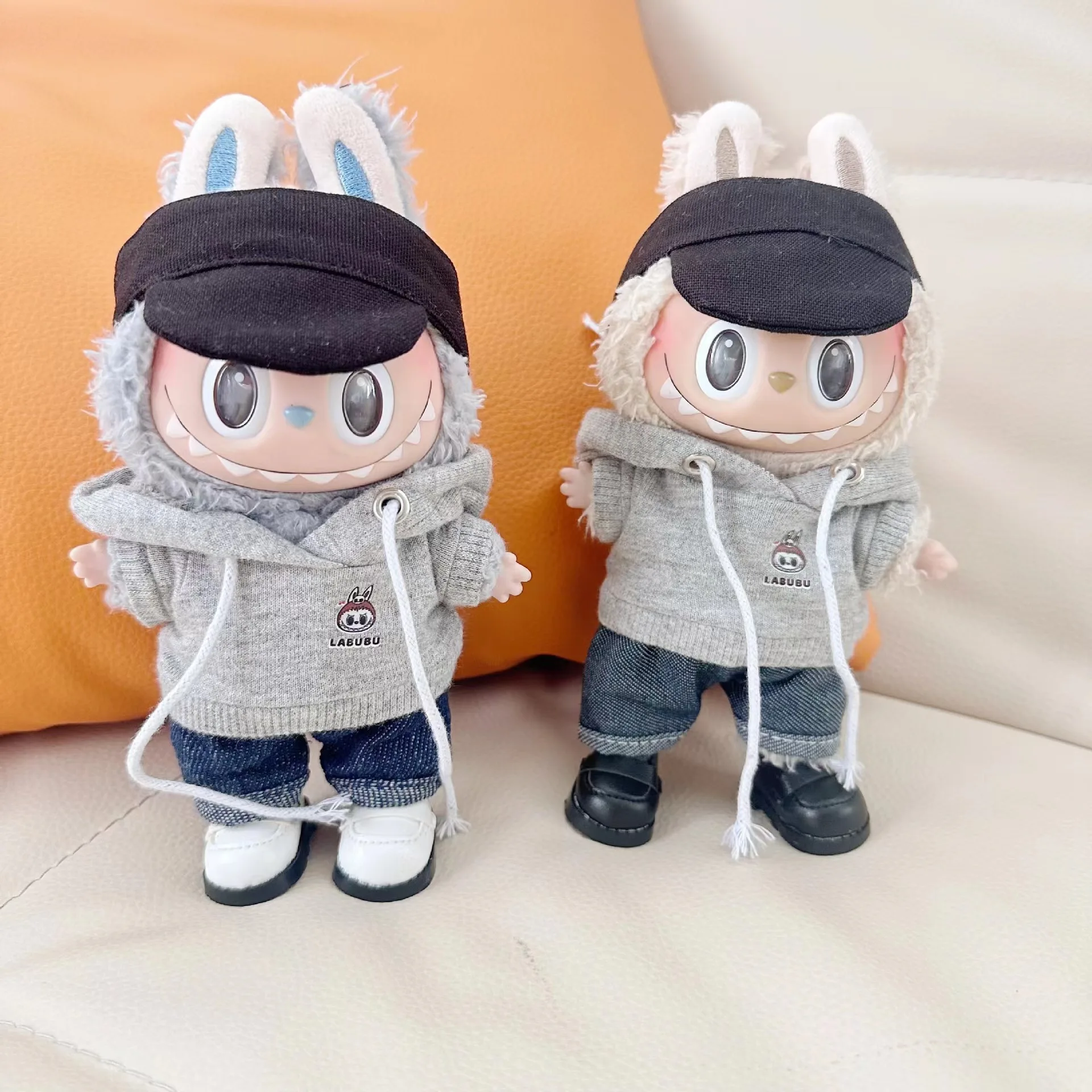 17 cm süße Mini-Labubu-Kleidung, Plüsch-Hoodie, Idol-Puppen, Overall, Kleidung, Fans, Overalls, kein Puppenzubehör für Korea, Kpop, Exo