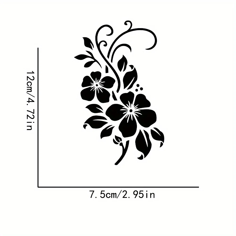 Floral Vinyl Car Decal Easy Apply Sticker for Window Bumper Outdoor Surface Durable UV Resistant Auto Decoration