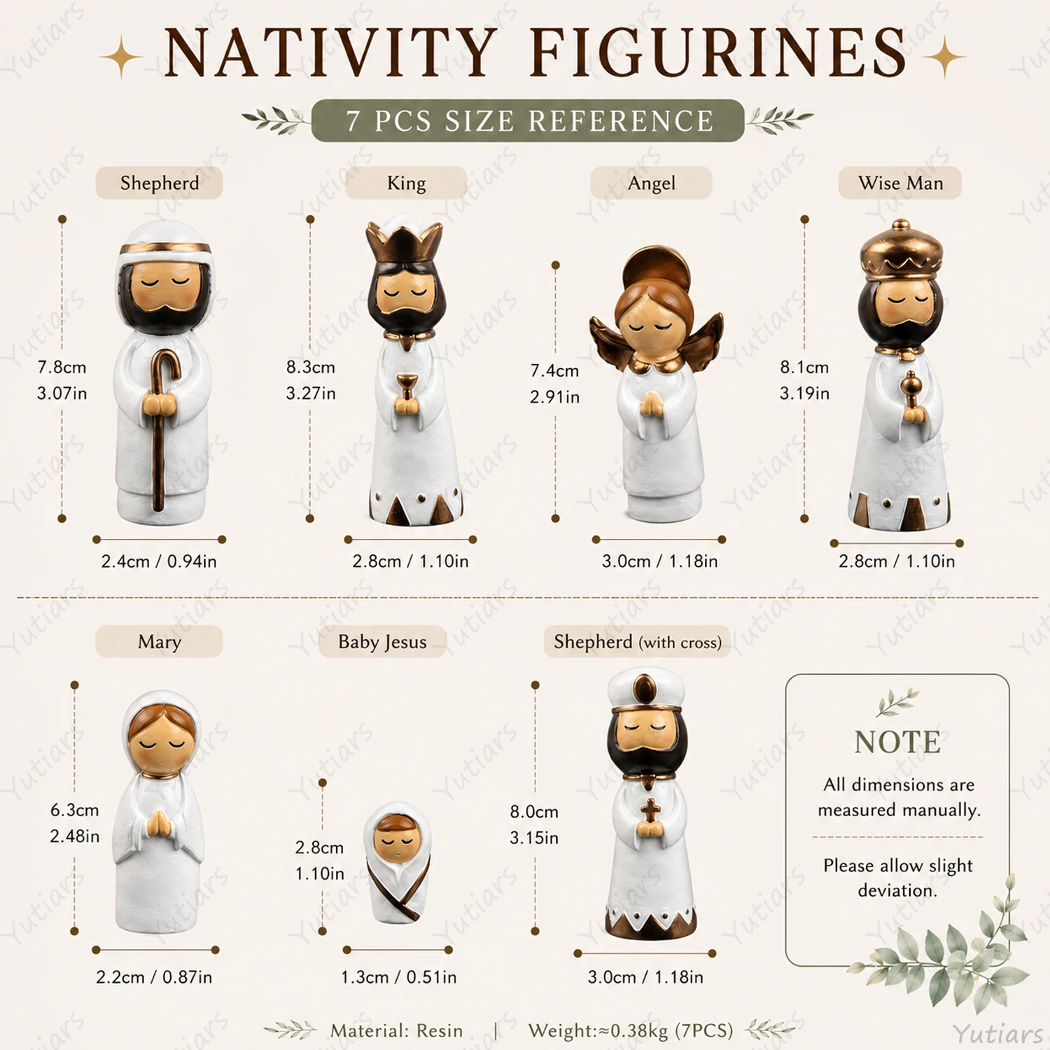 7PCS Christmas Nativity Figurine Set Handmade Ceramic Jesus Birth Scene Ornament Mary Joseph King Shepherd Home Decor Gift