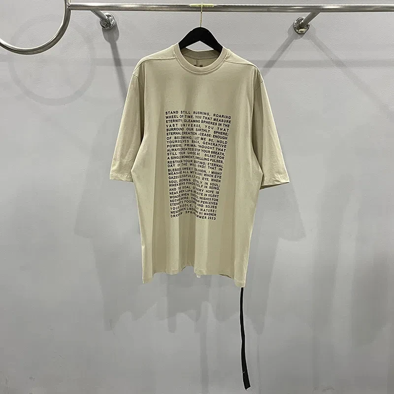 

2023SS High Street Beige Letter Printing T-shirt Men Women Casual Comfortable T-shirts Tops Tees Men's Clothing