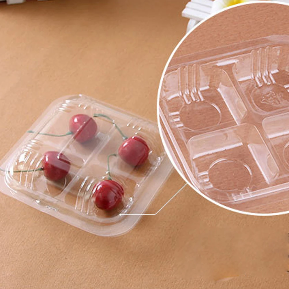 

100 Pcs Transparent Box Leak-resistant Containers Fruit Storage Case Food To-go Orders Packaging Bakery Goods