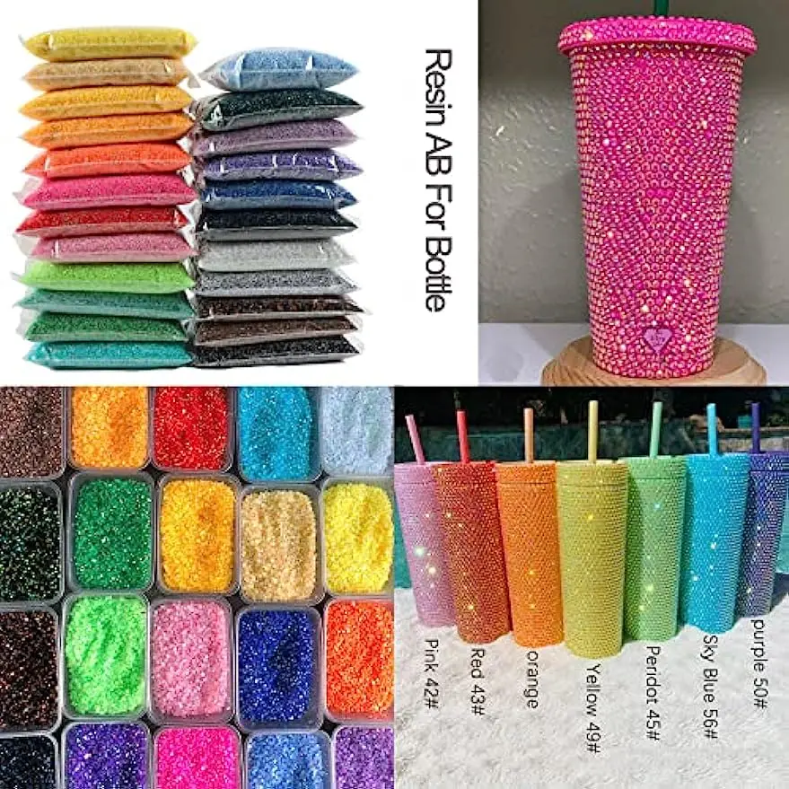 Wholesale Bulk Jelly AB Resin Rhinestones  Non Hotfix Rhinestone Craft Supplies Crystal for Bottles Mugs Tumbler