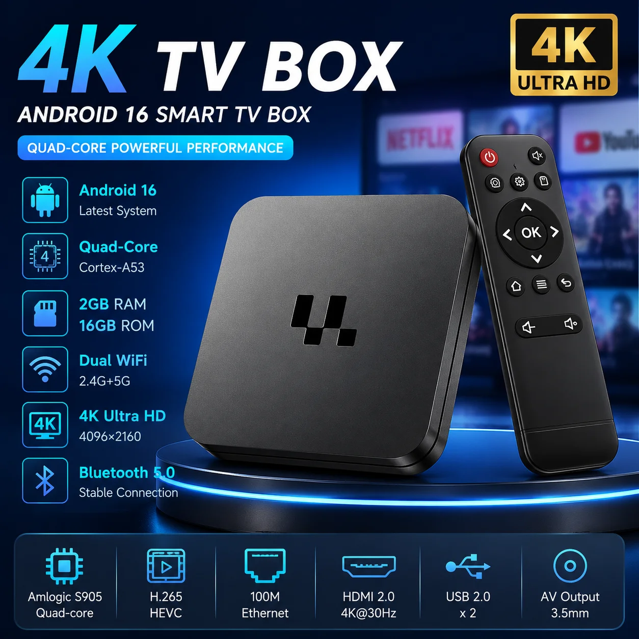 Home Cinema Media Player - Dreress Y1 Mini Android TV Box