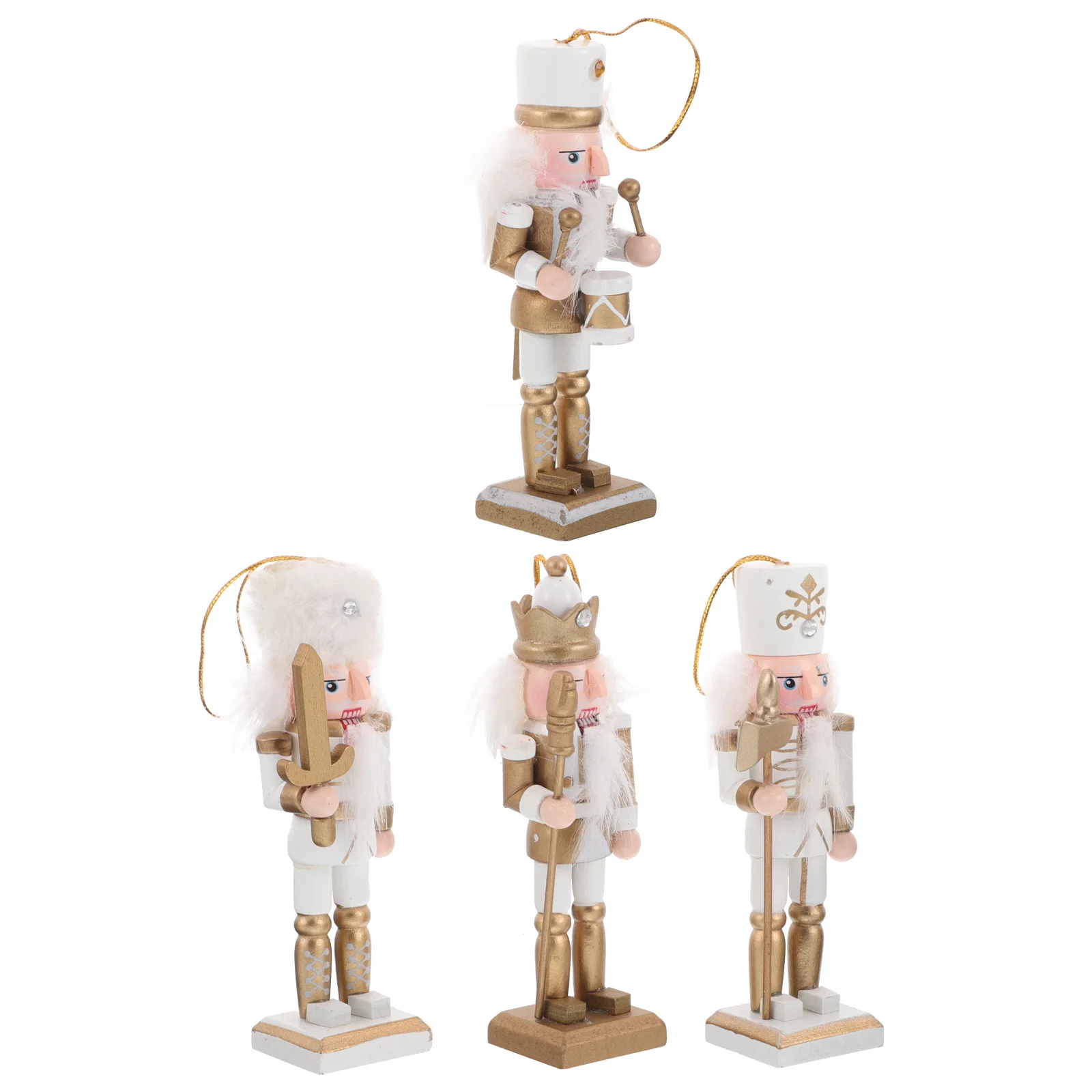 

4Pcs Nutcracker Christmas Ornament Hanging Pendant Wooden Xmas Nutcrackers Decor Holiday Party Decoration Christmas Gift