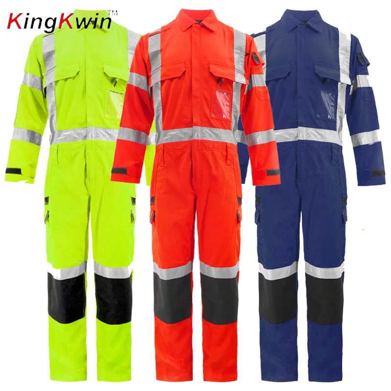 Reflektierende Arbeitsoveralls für Herren, Hi-Vis-Overalls, Sicherheitskleidung, Arbeitskleidung, hohe Sichtbarkeit, Werkstattuniformen, Mechaniker