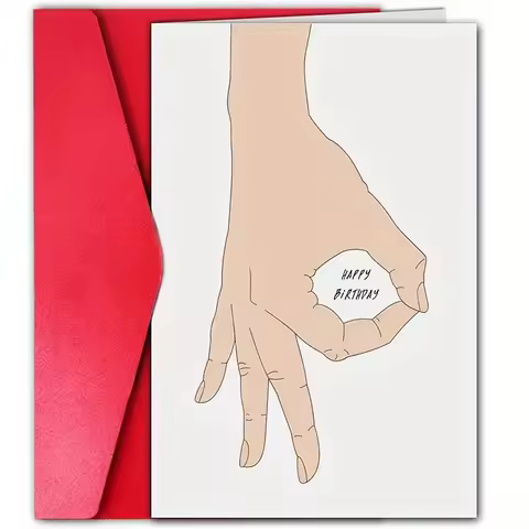 Funny Birthday Greeting Card with Funny Ok Gesture Pattern Creative Greeting Card Perfect Gift for Family, Friends, Colleagues