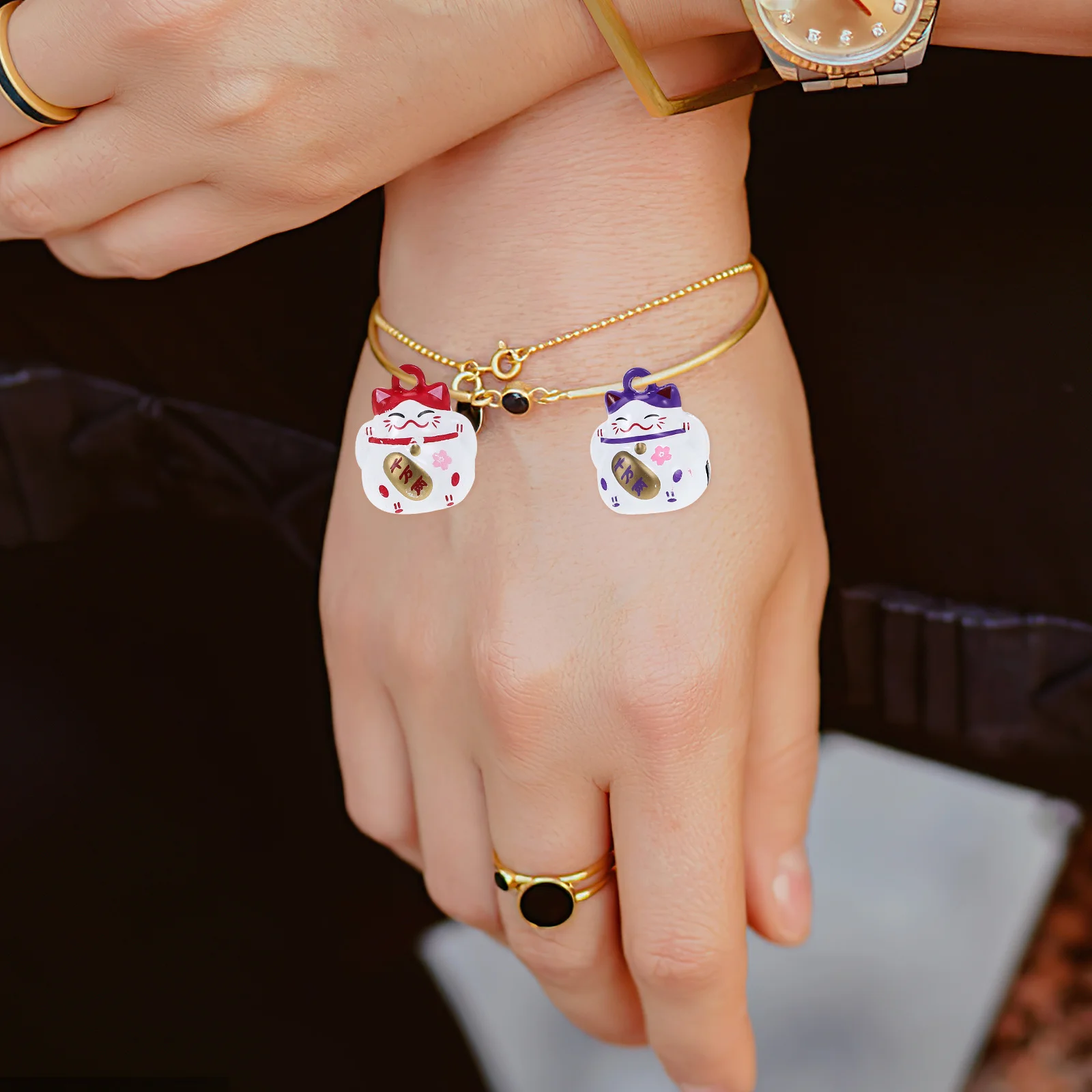 

20Pcs Fortune Cat Charms Lucky Hanging Cat Bells Small Pendants for DIY Jewelry Making Keychain Bracelet Bag Charm Ornaments