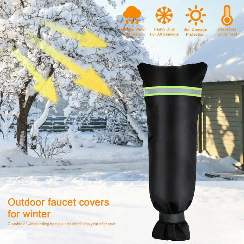 New Winter Waterproof Faucet Cover with Reflective Safety Strip Insulated Faucet Winter Cover Spigot Cover for Winter Protection