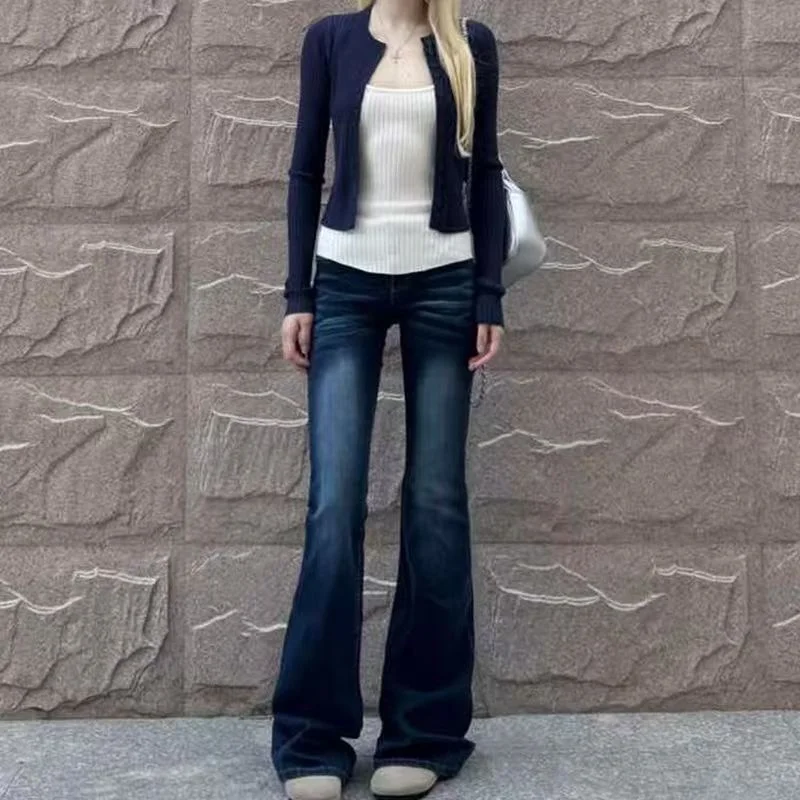 Bootcut Jeans Korean Women Design Handmade Standard Regular Tall Short Large Small Medium Petite Stone Clean Leisure Formal Vibe