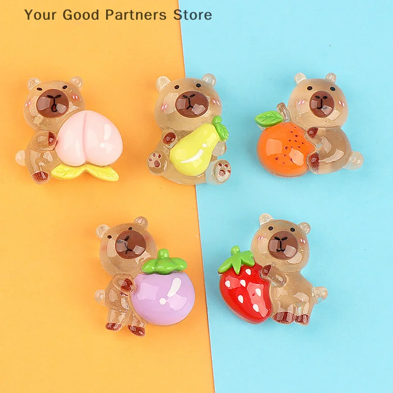 Kawaii 빛나는 Capybara 자동차 장식품 인형 집 미니 장면 장식 마이크로 조경 장식품 DIY 데스크탑 장식 완구