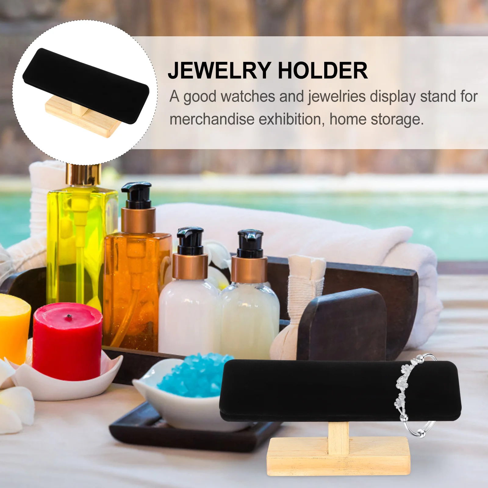 

Solid Wood Jewelry Stand Watch Storage Rack Holder Bracelet Display Single Props