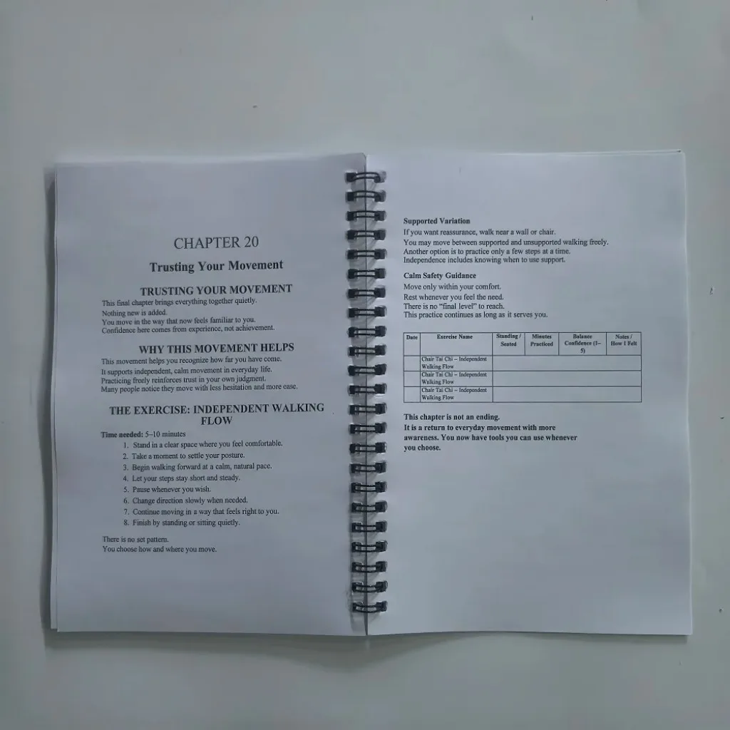 Seated Tai Chi Practice Book for Seniors & Beginners Spiral-Bound Martial Arts Exercise Manual with Progressive