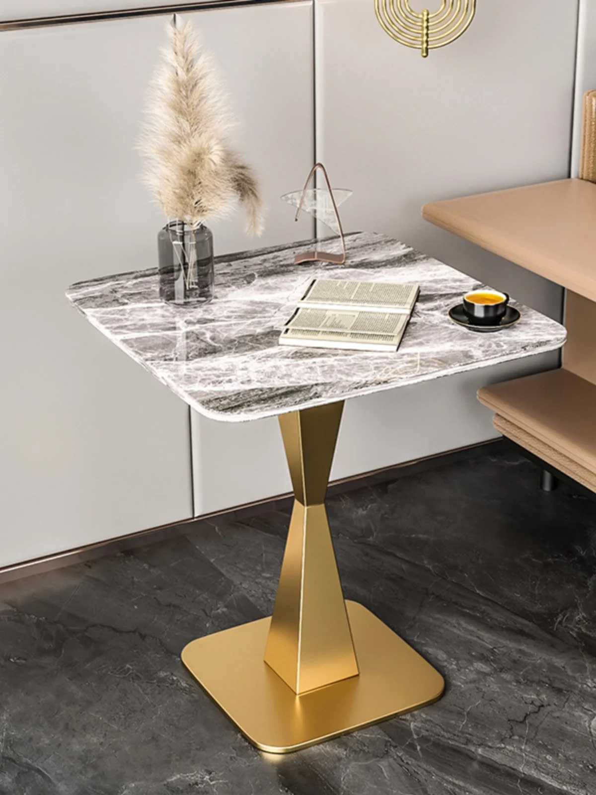 Light Luxury Stone Plate Sofa Side Table