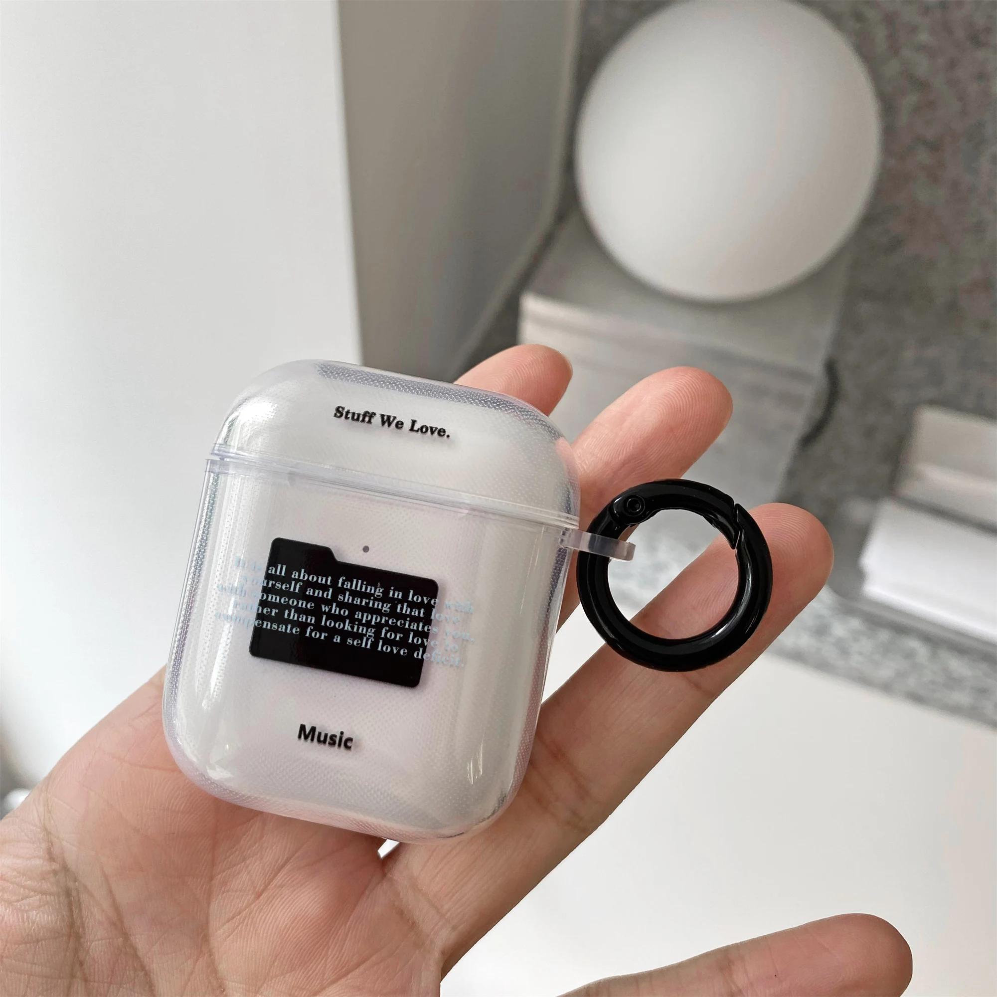 

Чехол для наушников Airpods 2/1/pro, из ТПУ, мягкий, прозрачный, в черном цвете, с изображением музыкальных букв