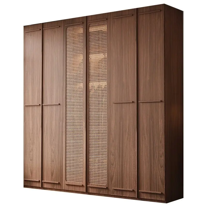 

Medieval style solid wood wardrobe skeleton line rattan door large wardrobe home bedroom modern simple one door to the top