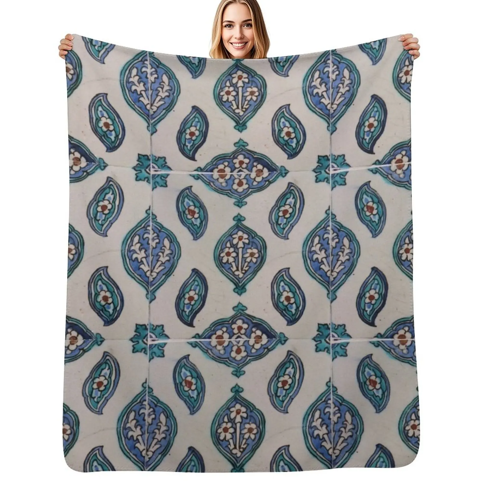 

Traditional Vintage Turkish Tile Throw Blanket Decorative Sofas Thermals For Travel Travel Luxury Blankets