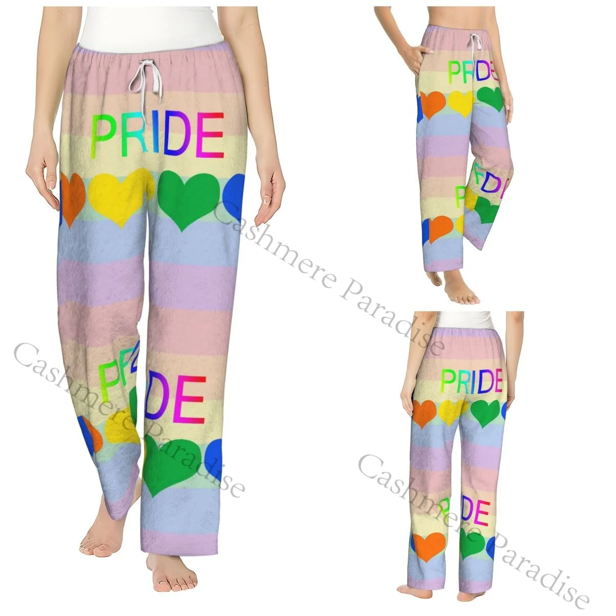 

Gay Pride Rainbow Women Sleep Pants Warm Flannel Lounge Pants for Winter Nights