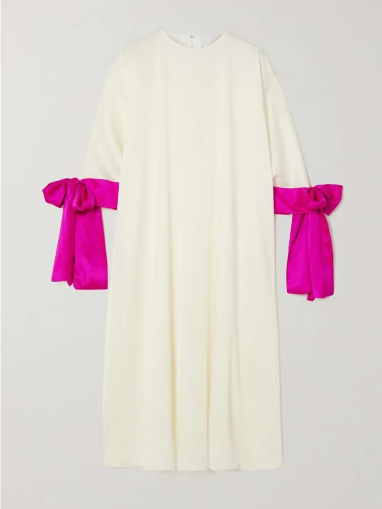 

Женское платье макси с контрастной отделкой и завязками на манжетах, свободного кроя, на каждый день, весна 2026, новинка, элегантное вечернее платье для вечеринок, платье для отпуска