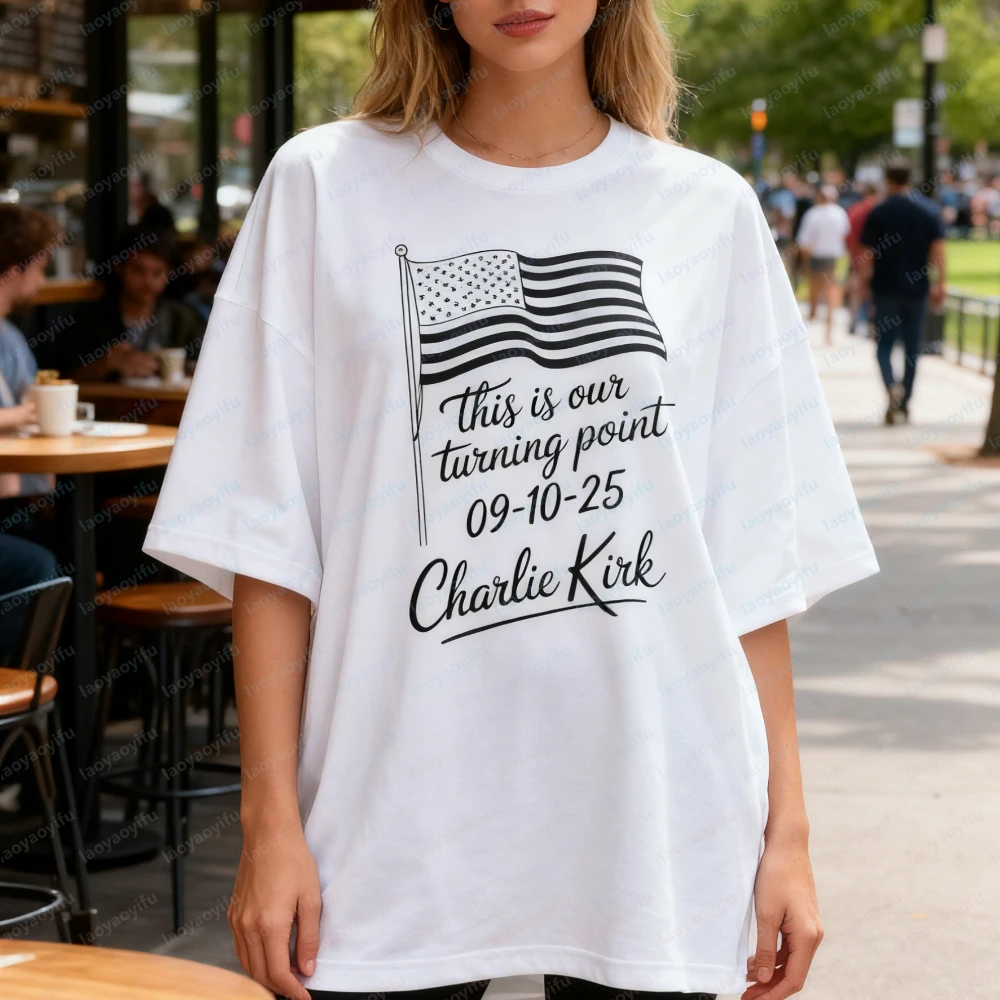 

Charlie Kirk Turning Point American Flag Shirt USA Patriotic Men Women T-shirt Eternally Missed Charlie Clothing RIP Charlie Tee