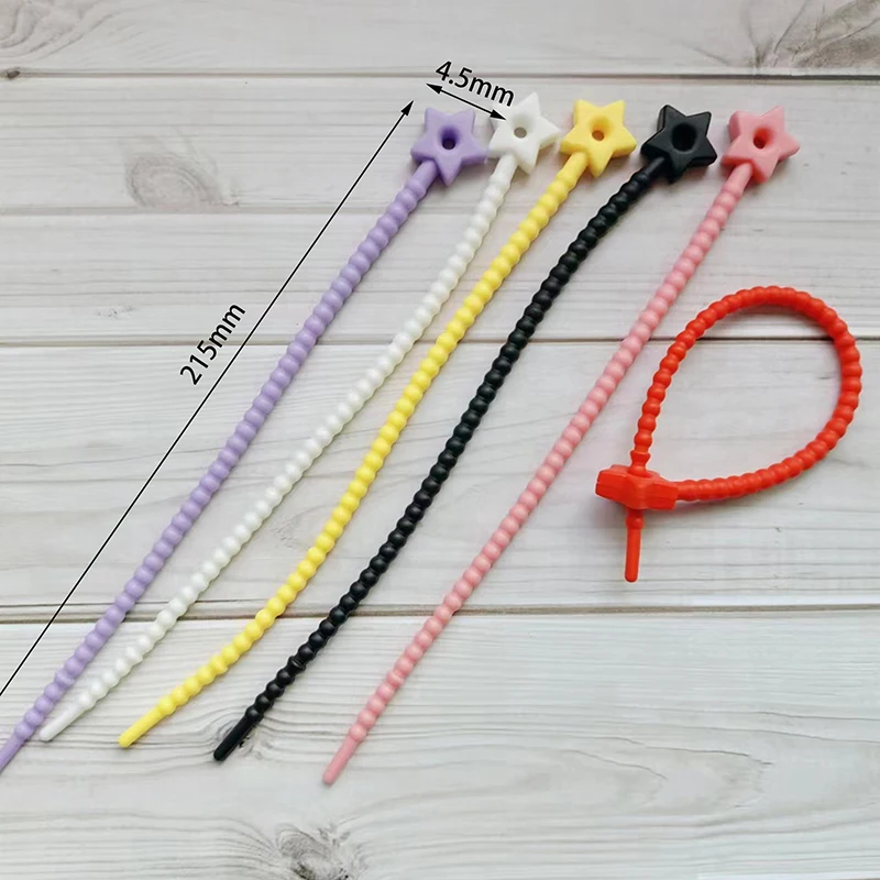 10Pcs Flower Star Shaped Colored Silicone Tie Cute DIY Keychain Pendants For Earphone Charge Cable Line Tie Strap Organizer