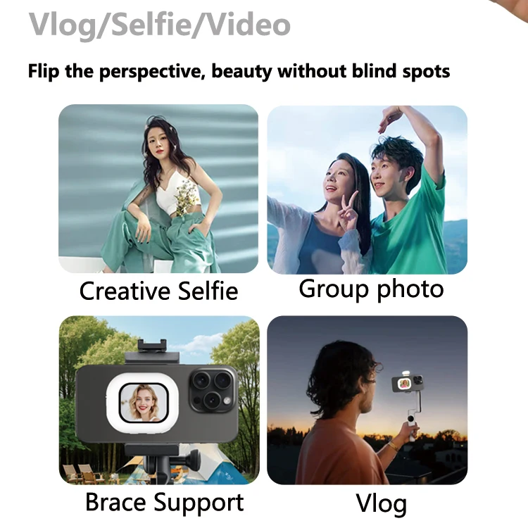 

Mini Magnetic Mobile Phone Vlog Selfie Monitor Rear Camera Viewfinder Screen Remote Control Kits For Apple iPhone 17 16 Android