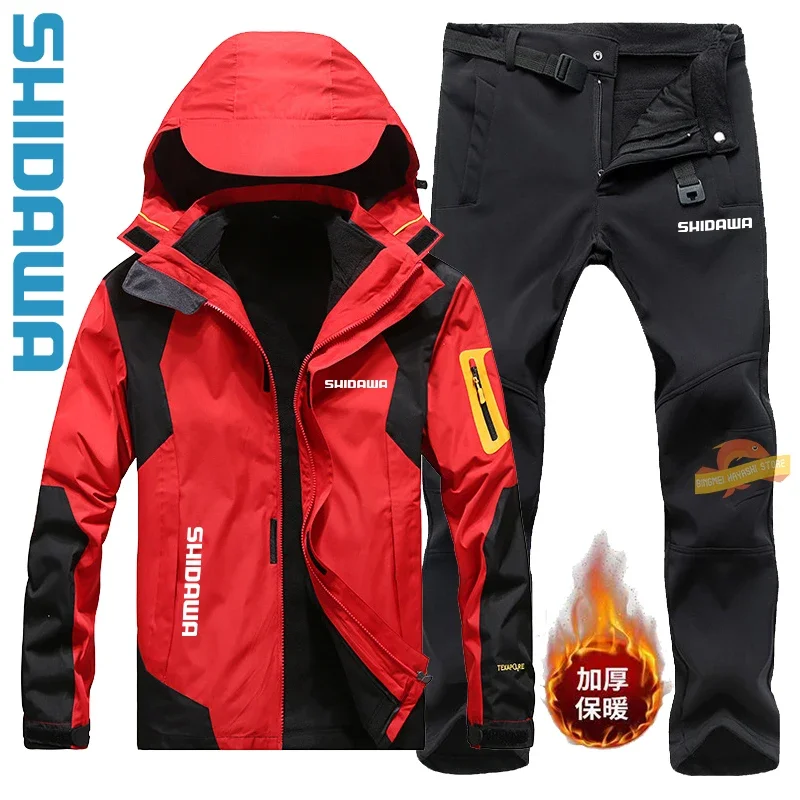 

High Quality Fishing Sets, Men's Outdoor Sports Jacket+Pants, Autumn Winter Waterproof, Windproof, Warm, Climbing, Camping Suits
