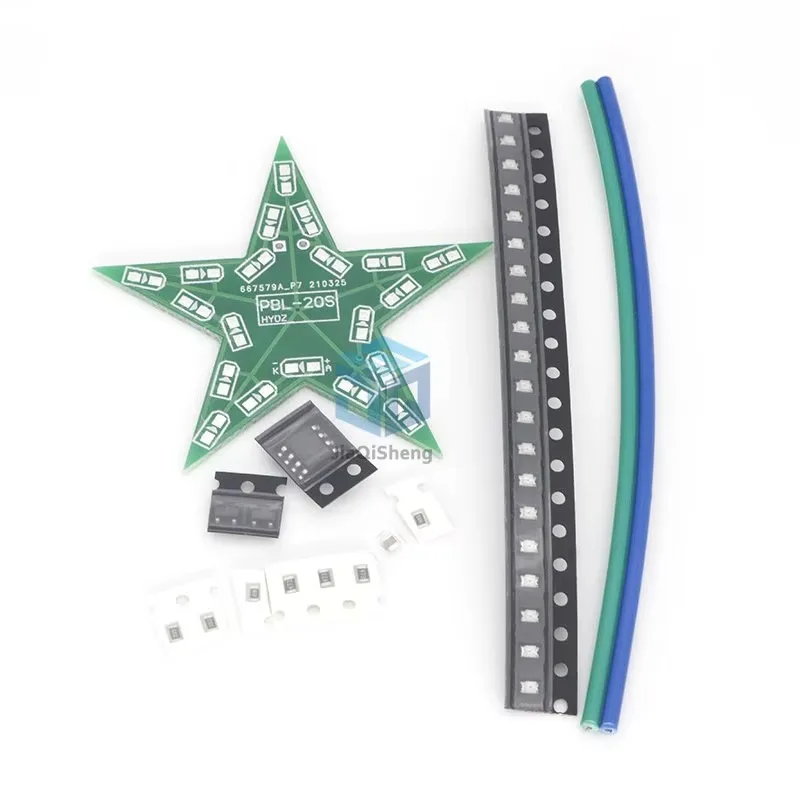 Students training DIY Kit Five-Pointed Star Breathing Light Gradient LED Light for Christmas Soldering Training Red Green Blue