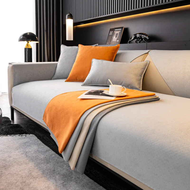 

Простота чехол для дивана, однотонный нескользящий чехол на спинку дивана, четырехсезонный универсальный чехол для дивана, чехол из синели, коврик для дома