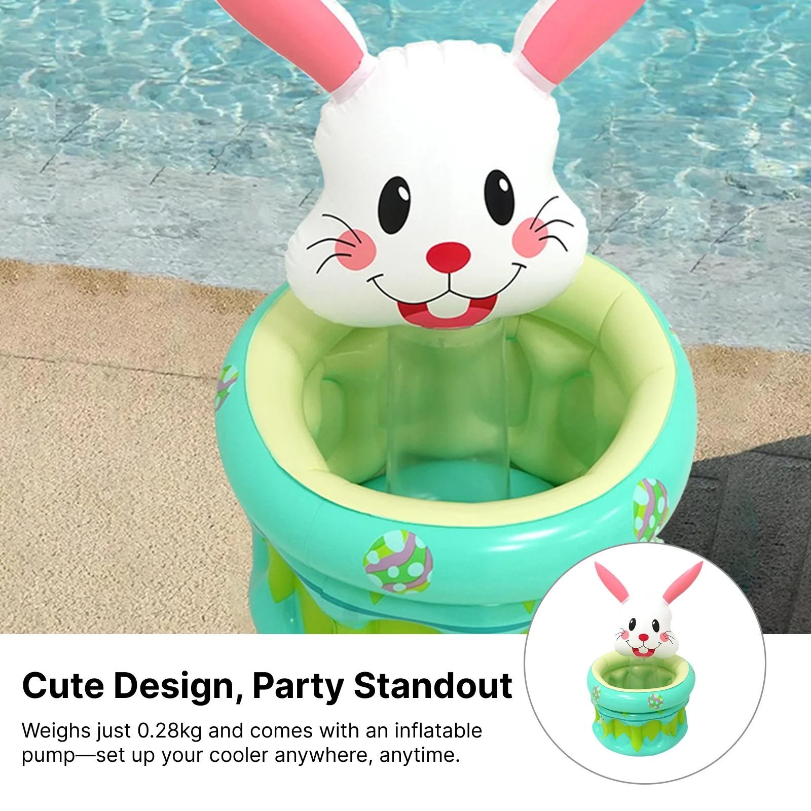 Multicolor Inflatable Easter Bunny Ice Bucket Drinks Bucket for Party Outdoor Pool Cooler Holder for Easter Fest