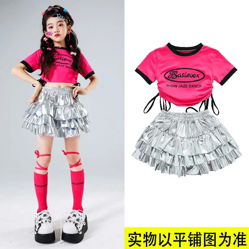 Kind Mädchen Jazz Dance Kostüm Kinder Straße Hip hop Dance Jazz Kpop Dance Kostüm für Mädchen rosa Outfit Streetwear Kleidung Sets