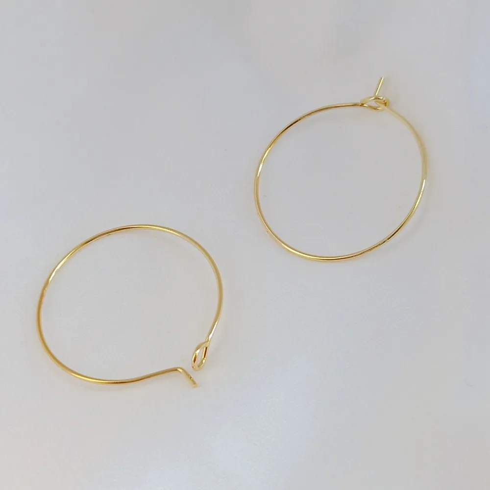 14K Genuine Gold Round Earrings, Ear Rims, Handcrafted Diy Earring Material, O-shaped Beaded Ear Pendant