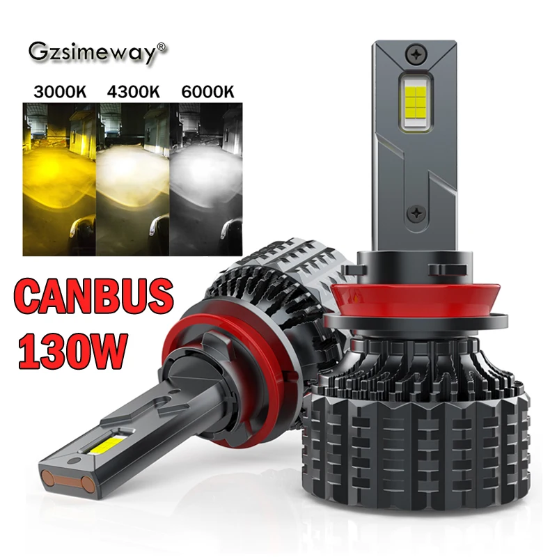 

2PCS 130W 30000LM H4 H7 Canbus LED Bulbs H1 H3 H8 H11 9005 9006 HB4 9012 Car LED Light Headlight Turbo Fog Lamp 6000K 3000K 12V